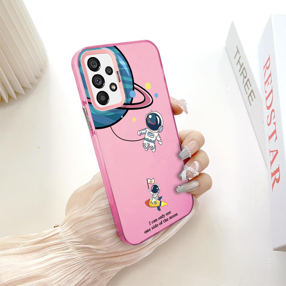 

Окрашенный узор, цветной серебристый, двухсторонний, жесткий, противоударный чехол для телефона Samsung Samsung A31 темно-розовый