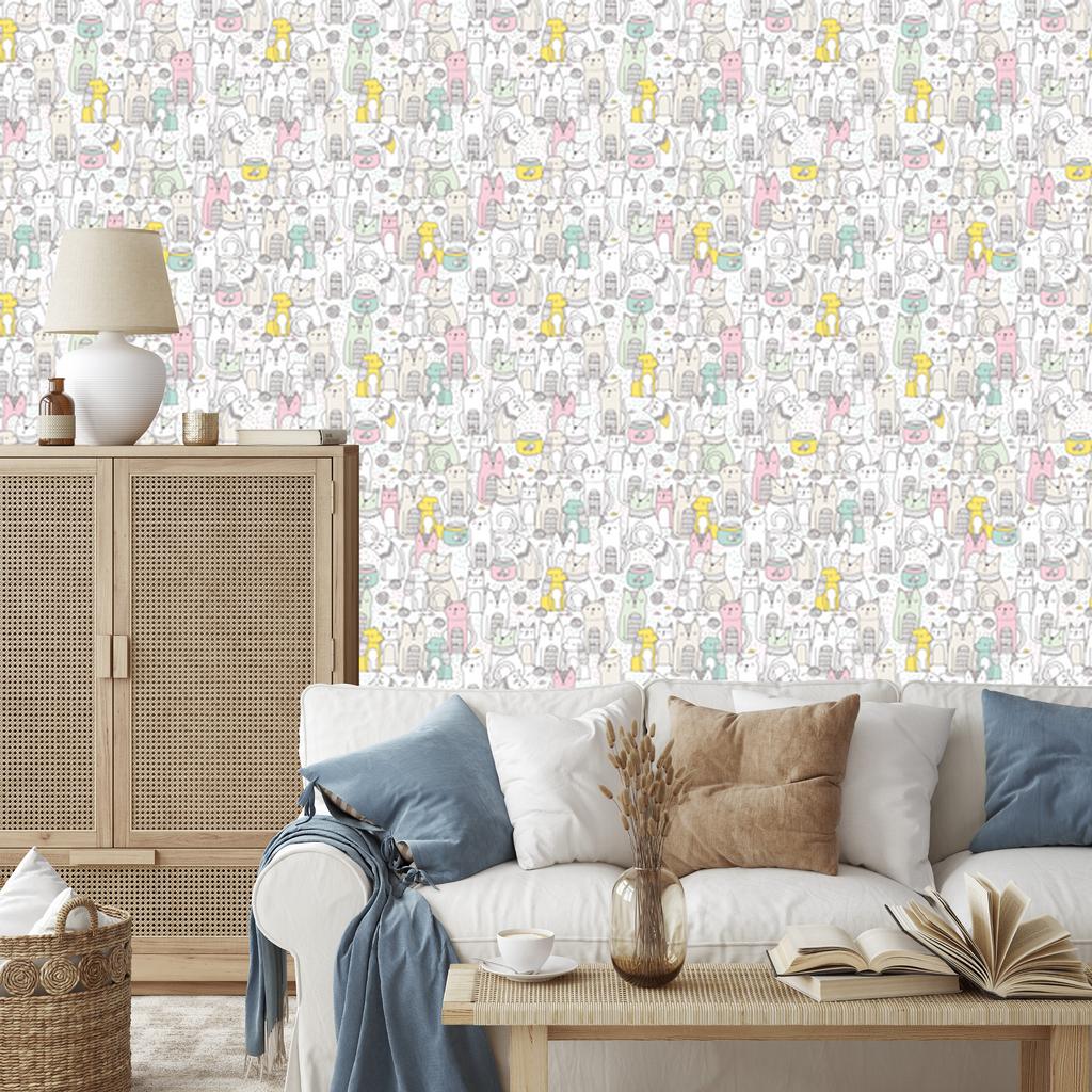 Cats and dogs wallpaper for living room and bedroom 50x1000