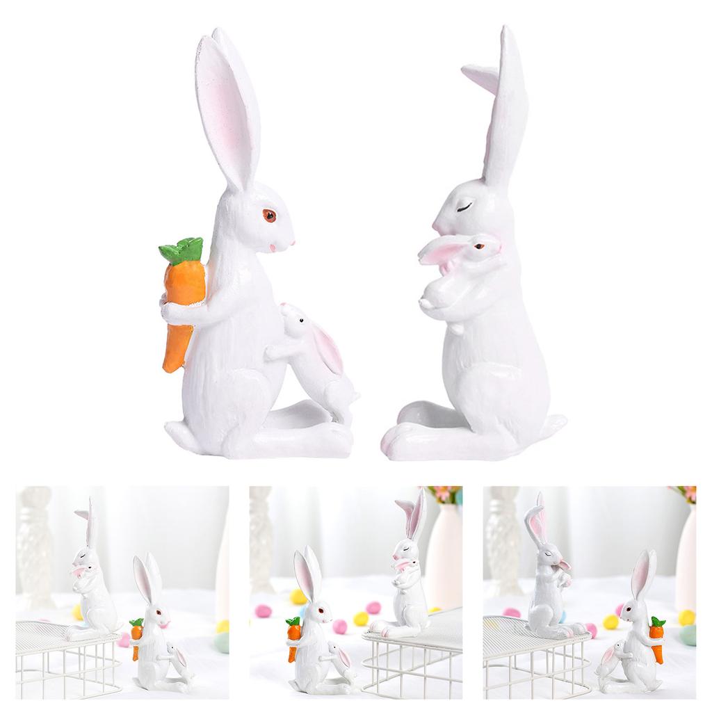 Family Bunnies Figurine Easter Rabbit Statue Indoor Easter Decoration Modern Art Spring Home Decors,Bunnies Sculpture