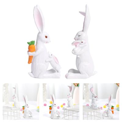 Family Bunnies Figurine Easter Rabbit Statue Indoor Easter Decoration Modern Art Spring Home Decors,Bunnies Sculpture
