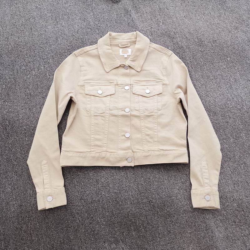 

и Американский Одиночный Новый Весенне-Летний Стрейч Хлопок Большого Размера Джинсовая Верхняя Одежда Полная Девушка Женская Одежда Мода Карман Куртка с Длинным Рукавом Khakis yellow 12