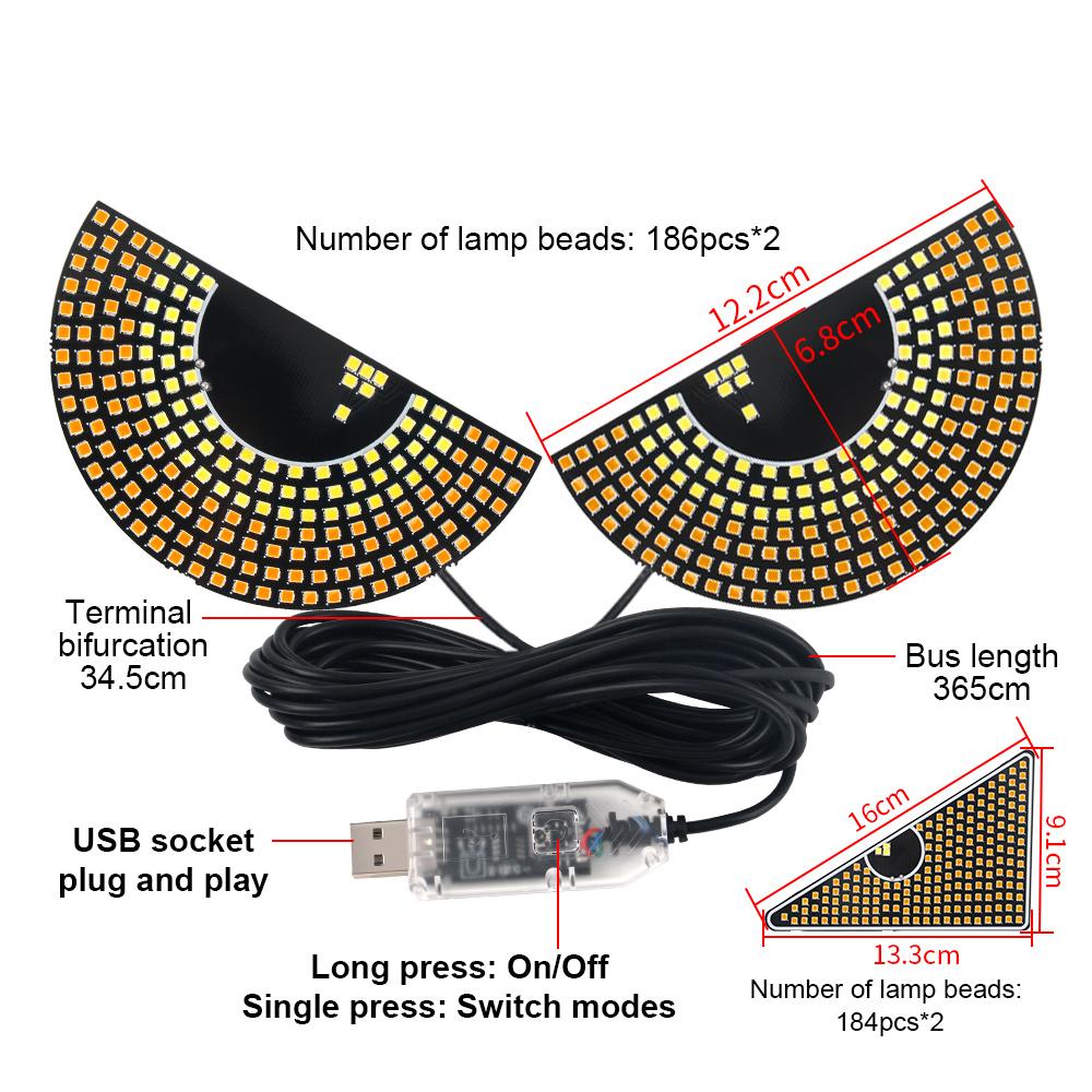 2Pcs Car LED Decorative Light Devil's Eye Strobe USB Red Plug-in Devil Eye Atmosphere Lamp Rear Warning Lamp for Car Windshield