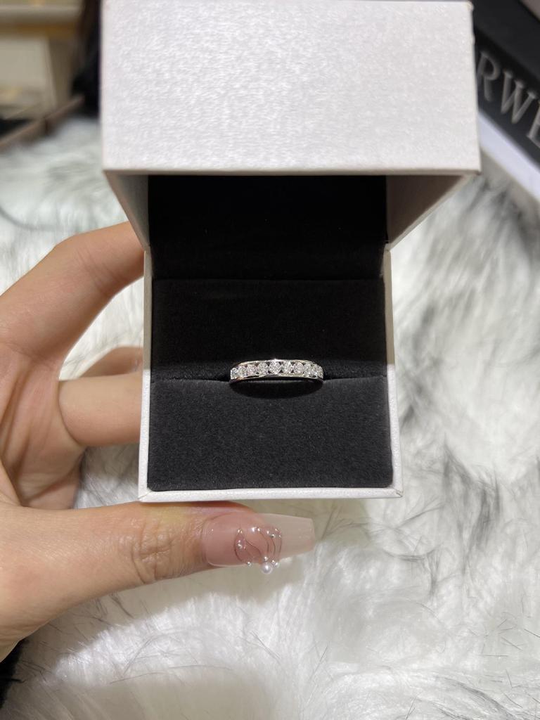 Korean Style Full Diamond Couple Ring with Ruby & Blue Sapphire In 925 Sterling Silver