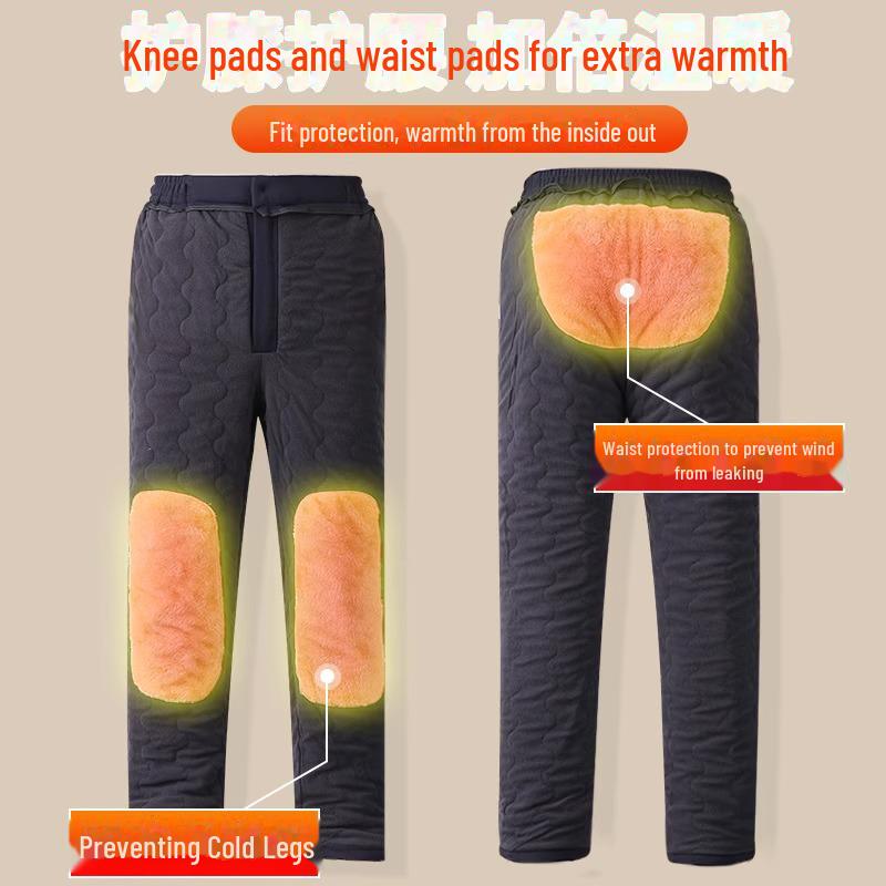 Men's Thickened Cotton Winter Trousers - Casual and Warm for Middle-Aged and Elderly Dads