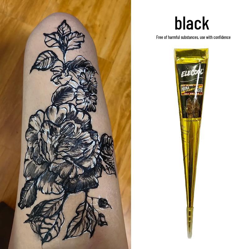 Henna Flower Tattoo Cream: Waterproof, Semi-Concealing, Hand-Painted Pigments