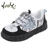 Women's Vulcanize Shoes Color Matching Lace Plus Velvet Thicken Keep Warm Retro Platform Leisure Sneakers 2024 New Winter