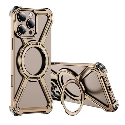 Luxury For Magsafe Magnetic Metal Phone Case for iPhone 16 15 14 13 Pro Max Z Shape Bumper 360° Rotation Holder Protective Cover