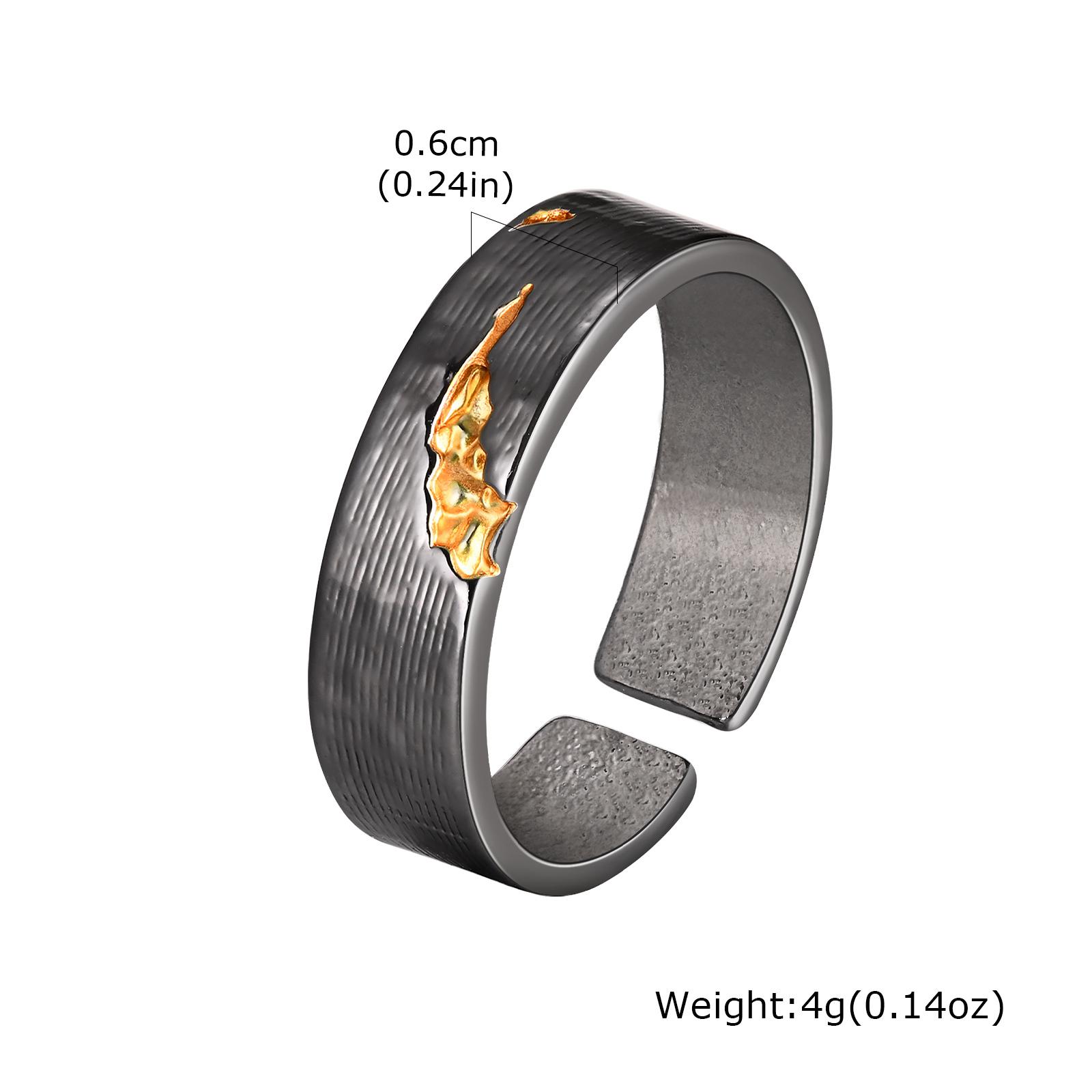 

Vnox Personality Lava Open Ring for Men, Adjustable Vintage Oxidized Metal Finger Band,Fashion New Male Jewelry