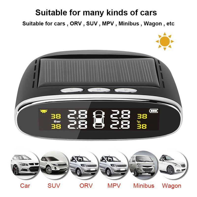 thumbnail image 2 of Solar USB Charging TPMS 6 Sensor Tire Pressure Monitoring System - Solar/USB Charging With Color LCD Display & Voice Alarm Tire Leak Detector 2 of 14