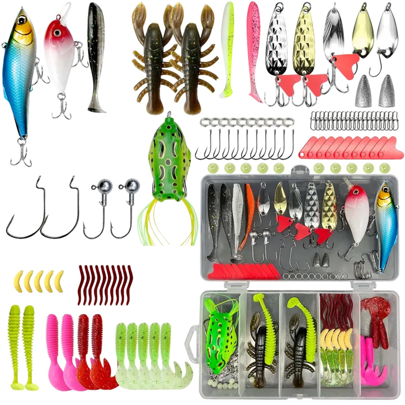 

Новая коробка для рыболовных снастей, рыболовный набор с вибрирующими, мягкими, крючковыми и грузилевыми аксессуарами, набор для ловли окуня, судака, форели One Size