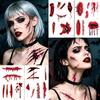 1 Sheets Halloween Scar Tattoos Stickers Temporary Bloodstain Wound Costume Festival Celebration Make Up Arm Face Tattoo