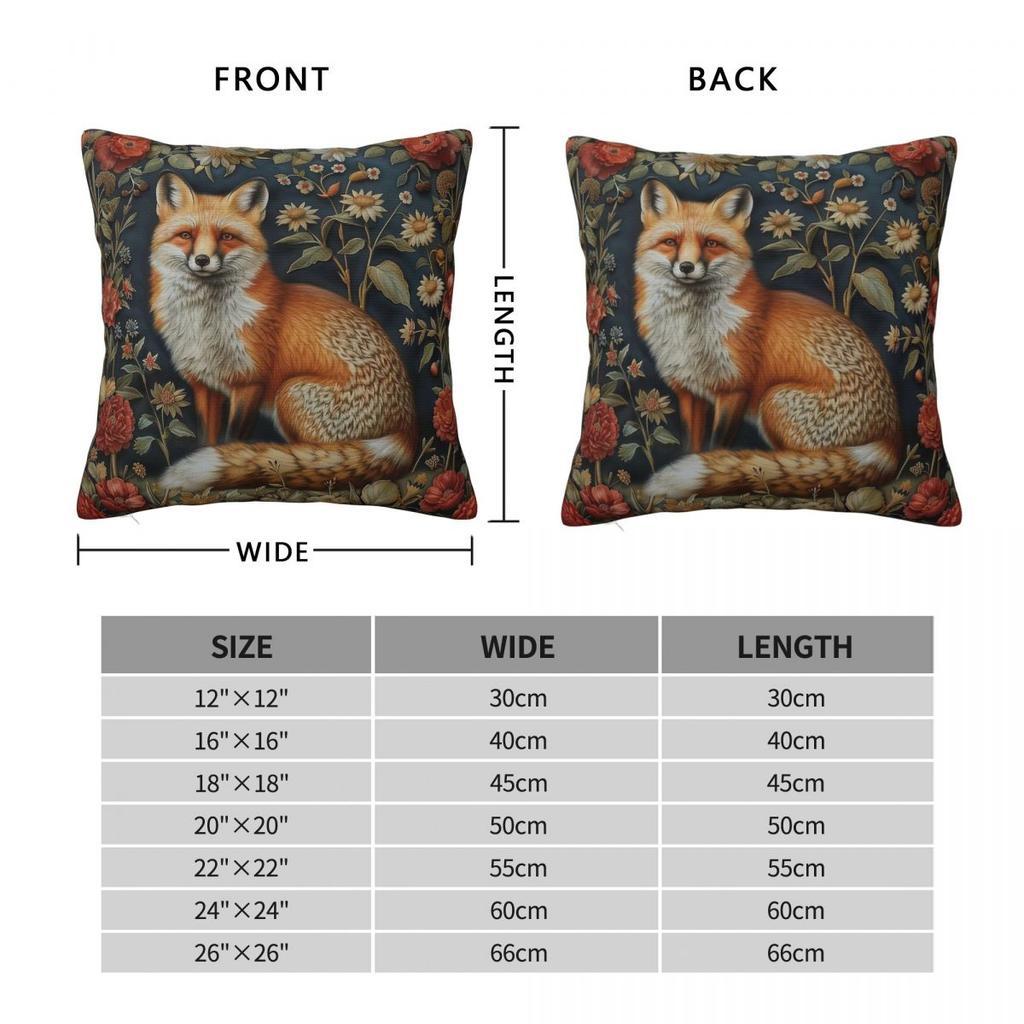 William Morris Fox Square Pillowcase Polyester Linen Velvet Creative Zip Decor Throw Pillow Case Home Cushion Cover