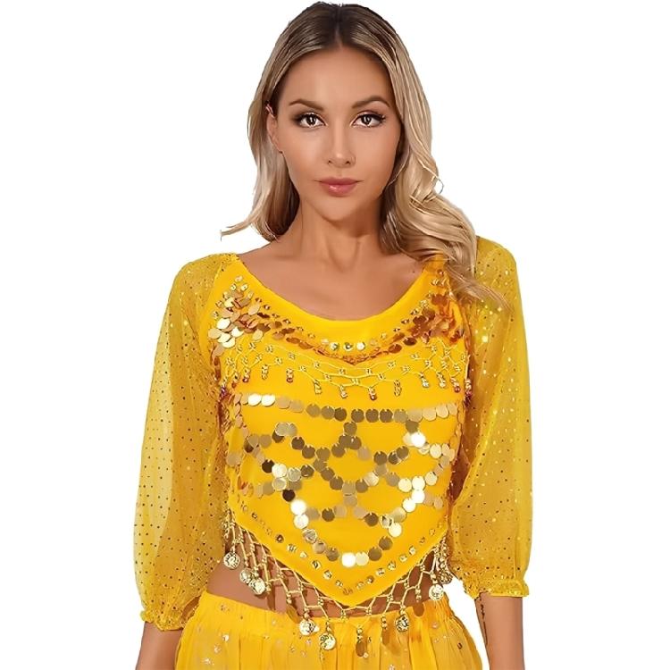 Damen Bauchtanz Kostüm Bauchtanz Münz Top Bauchtanz Crop Top Halloween Auftritt Kostüm Bauchtanz Outfit