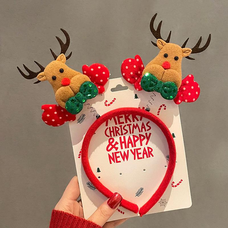 Christmas Reindeer Antler Headband for Women with Big Bow Hair Accessories Christmas Holiday Party Decor Gift