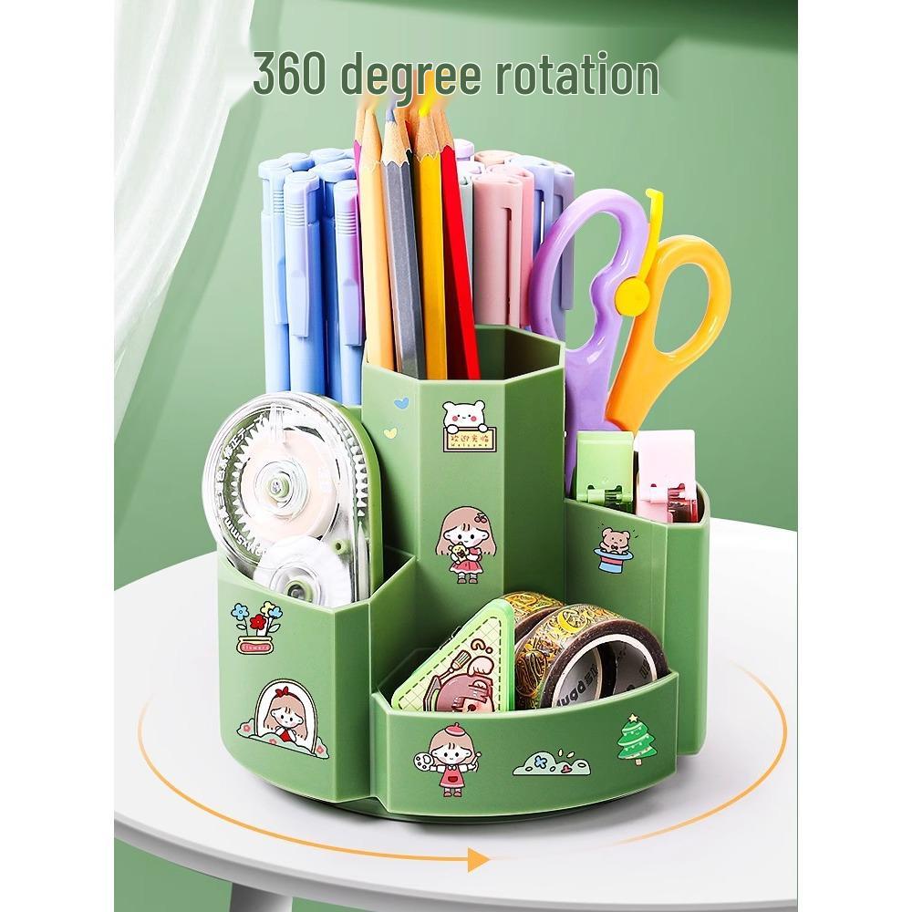 360° Rotating Pen Holder: Large Capacity, Multi-functional Desk Organizer for Kids