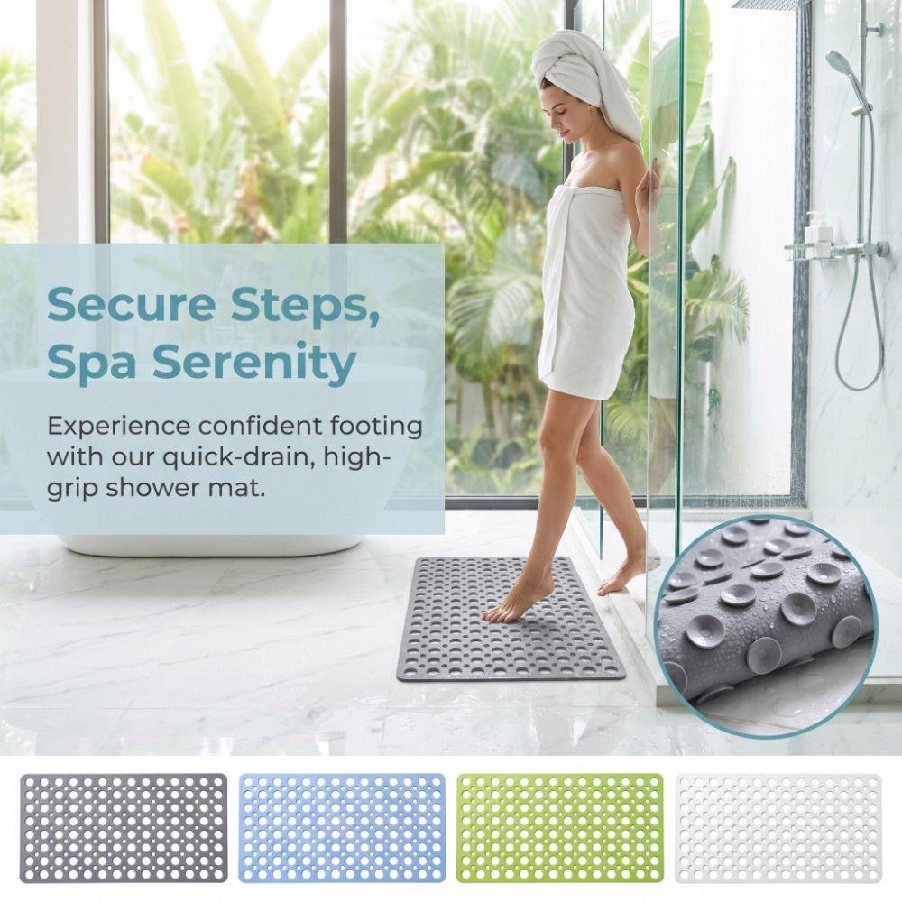Eco Friendly Suction Cup Bath Mat Quick Drain Round Hole Bath Mat Foot Mat Bath Rug  Bathroom