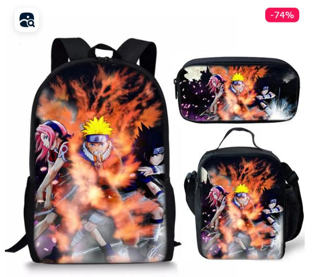 Naruto Naruto Primary And Secondary School Students Three-Piece Set School Bag Children'S Backpack Satchel Pencil Case