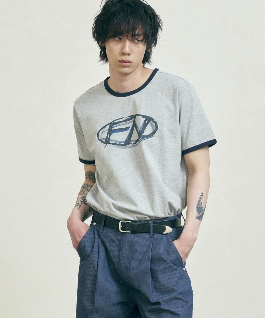 FERNOV Fn Symbol Logo Ringer Tee Gray