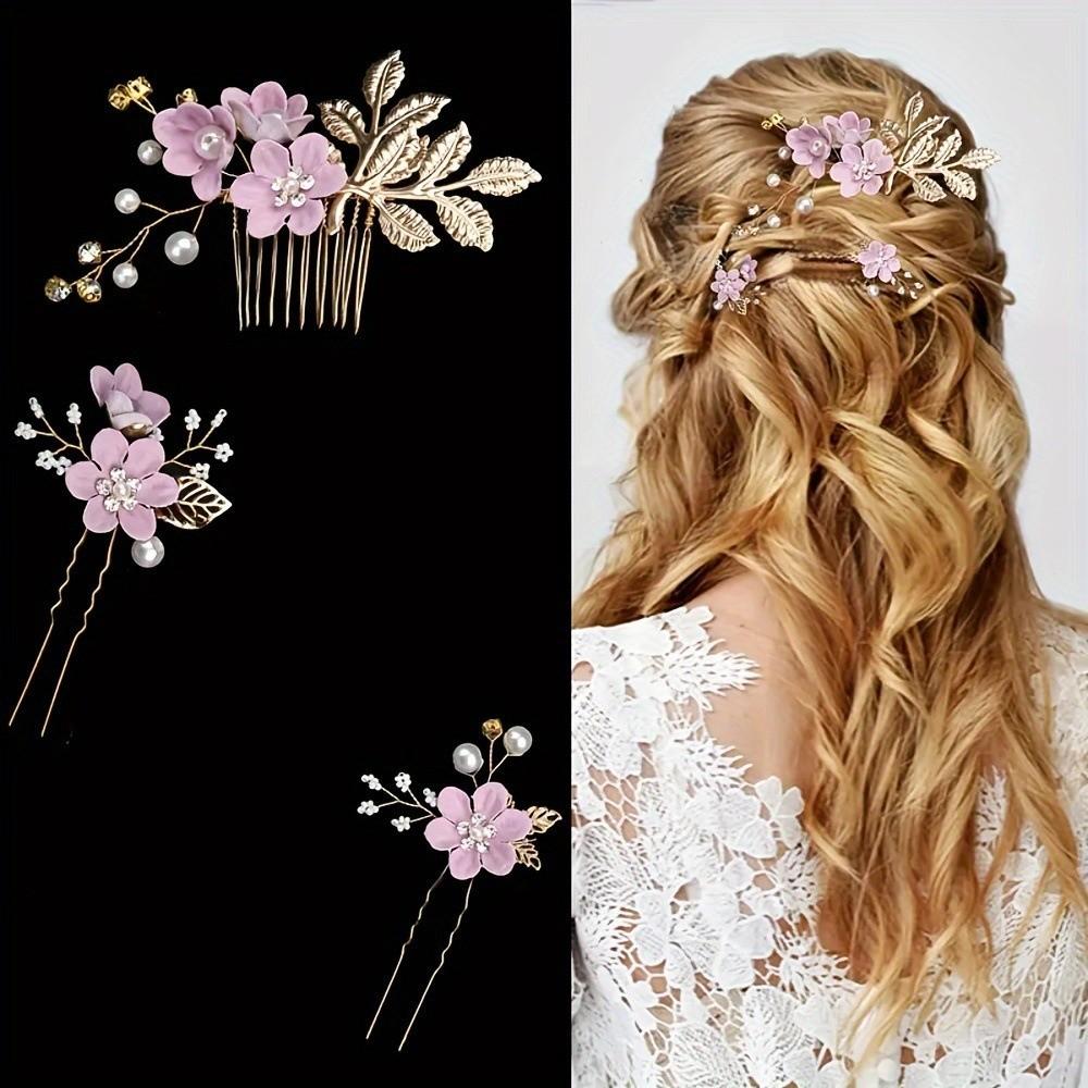 4pcs Handmade Retro Hair Jewelry Artificial Flower Wedding Hair Fashion Headdress Gift
