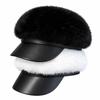 PU Brim Newsboy Cap Adjustable Navy Hat Soft Touch Beret Cap  Winter Daily