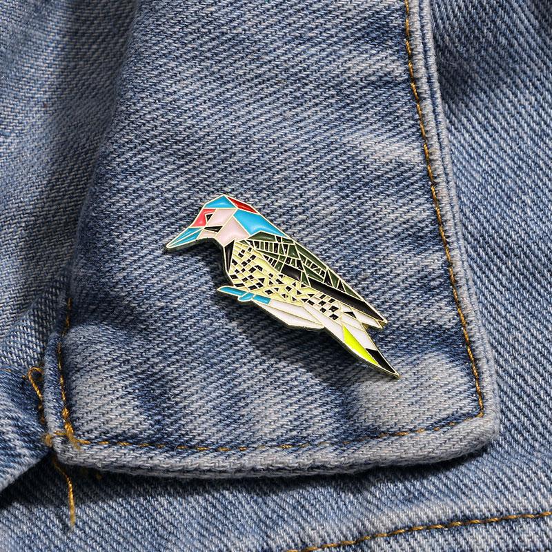 Pretty Puzzle Pattern Kingfisher Enamel Brooches Colorful Swallow Bird Collar Pins For Backpack Bag Jewelry With Free Shipping