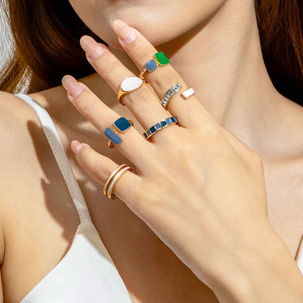 Fashion Elegant Circle Geometry Opening Joint Rings Set for Women Men Trendy Alloy Heavy Metal Party Wedding Jewelry