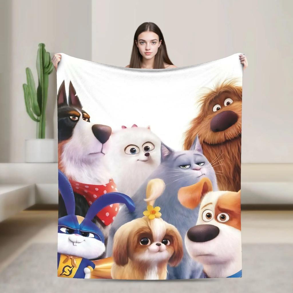 Soft Blanket Travel The Secret Life of Pets Dog Throw Blanket Flannel Bedspread For Couch Chair Street Trend Sofa Bed Cover