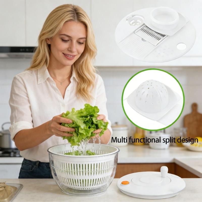 Transparent Vegetable Salad Spinner and Food Chopper with Efficient Drain Outlet for Clean Operation