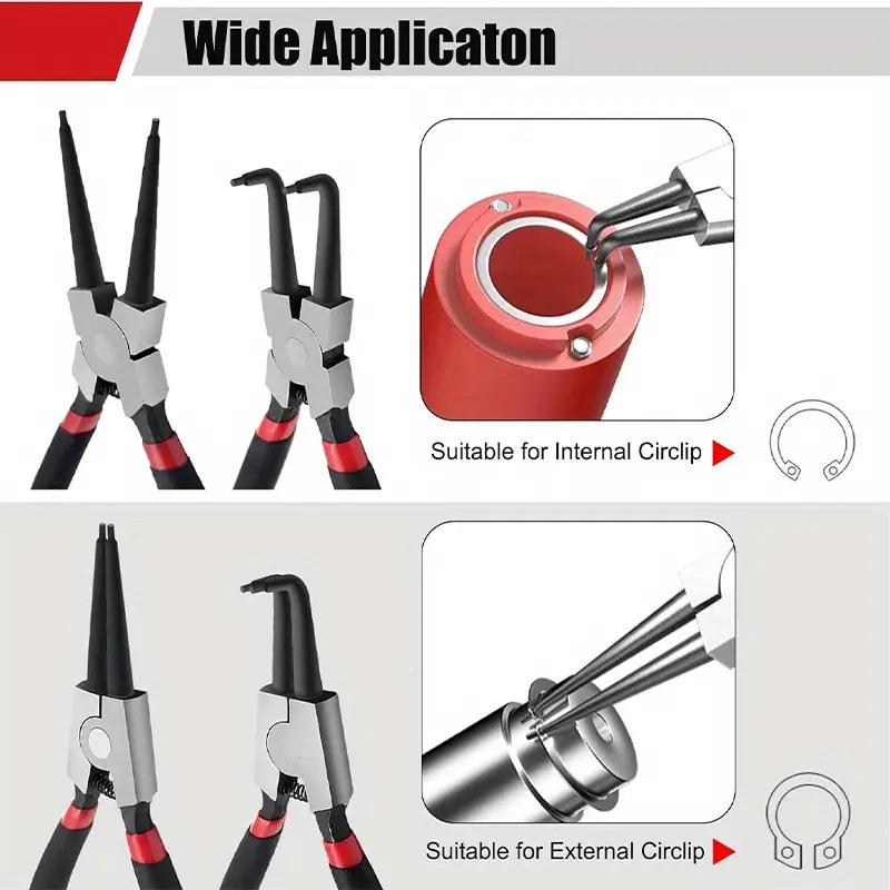 4PCS 7" Professional Circlip Plier Set Multifunctional Universal Portable Repair Pliers for Electrician Household Use