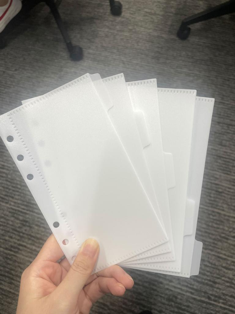 A6 5Pcs Colorful Binder Pockets Binder Zipper Folders for 6Ring Notebook Divider Page Waterproof PVC Leaf Document Filing Bag