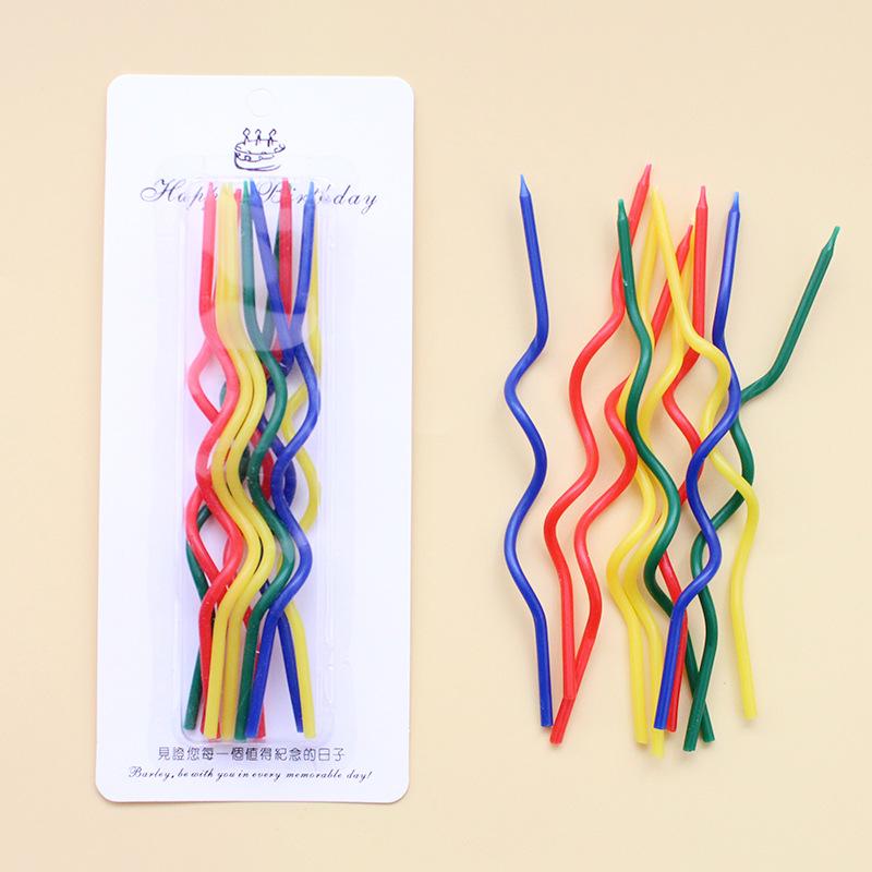 10 Birthday Card-packed Curve Candles, Creative Romantic Party Dark and Light Spiral Candles Without Support