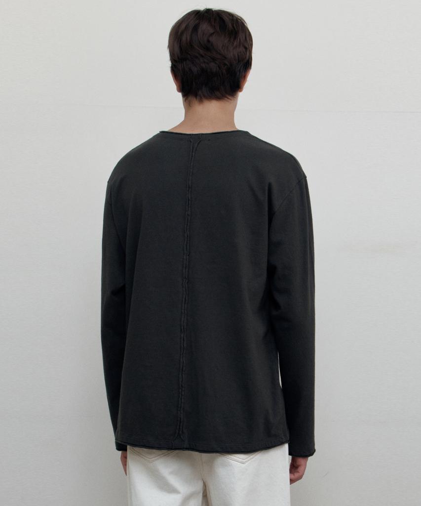 WEDNESDAY OASIS Raw Edge Long Sleeve T-Shirt_Black(Wb6Tp54)