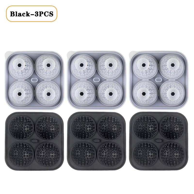 1-5PCS Golf Ball Shape Large Ice Ball Mold Silicone with Funnel Easy Release for Whiskey Bourbon Cocktails Home Bar Freezer Tray