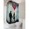 Romantic Couple With Heart Balloon Shower Curtain For Bathroom Decoration