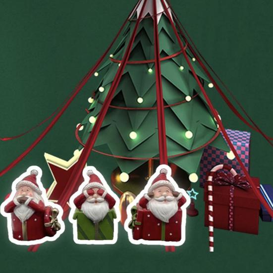 3 Pcs Mini Santa Claus Statue See Hear Speak No Evil Resin Christmas Table Decoration Collectible