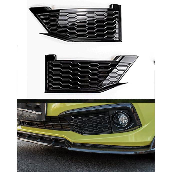 Car Accessories fit for Honda Civic Sedan 10th Gen 2016-2020 ABS Glossy Black Front Fog Light Lamp Cover Trim 2Pcs