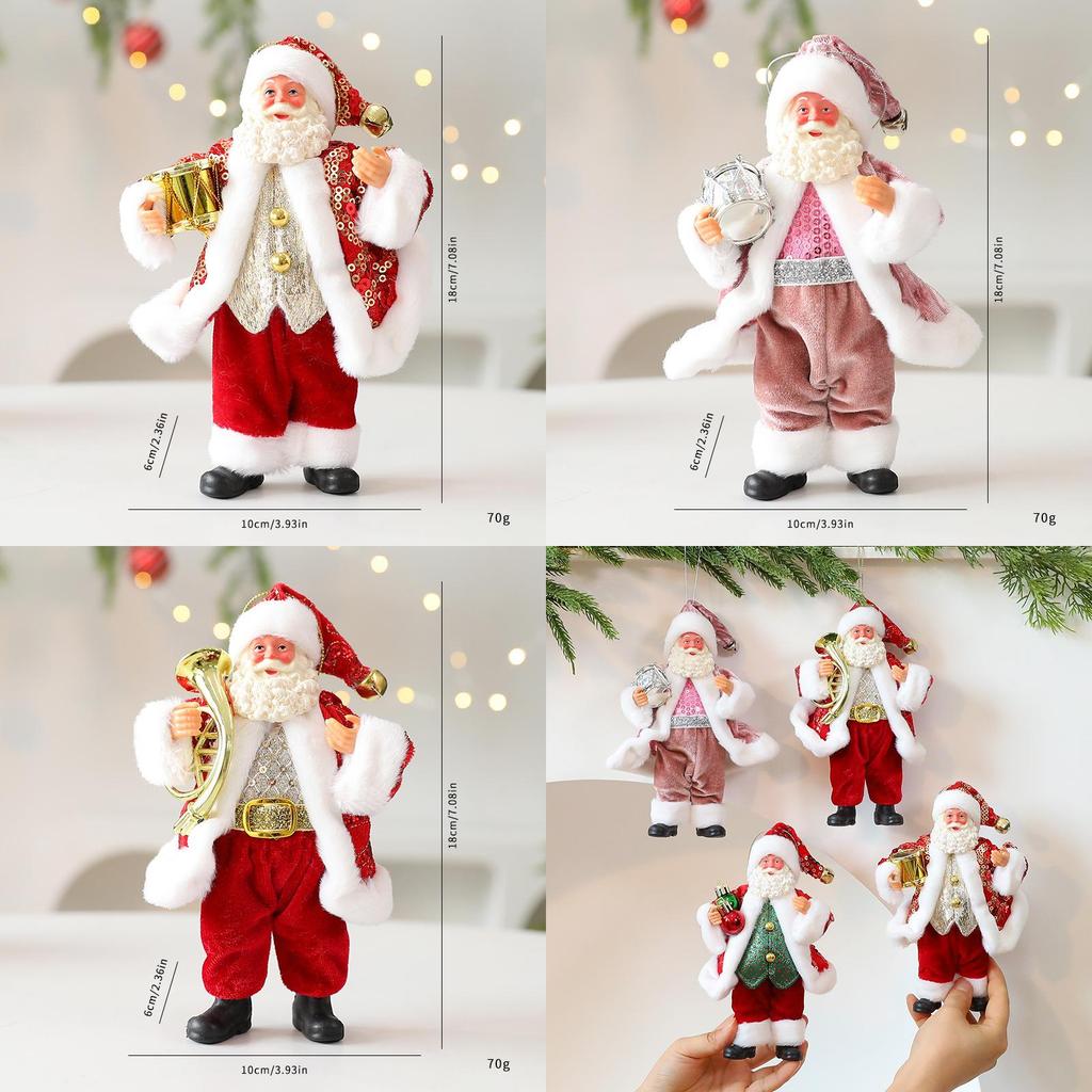Cute Santa Claus Ornament With Musical Instruments Christmas Decoration Props For Holiday Decor And Window Display