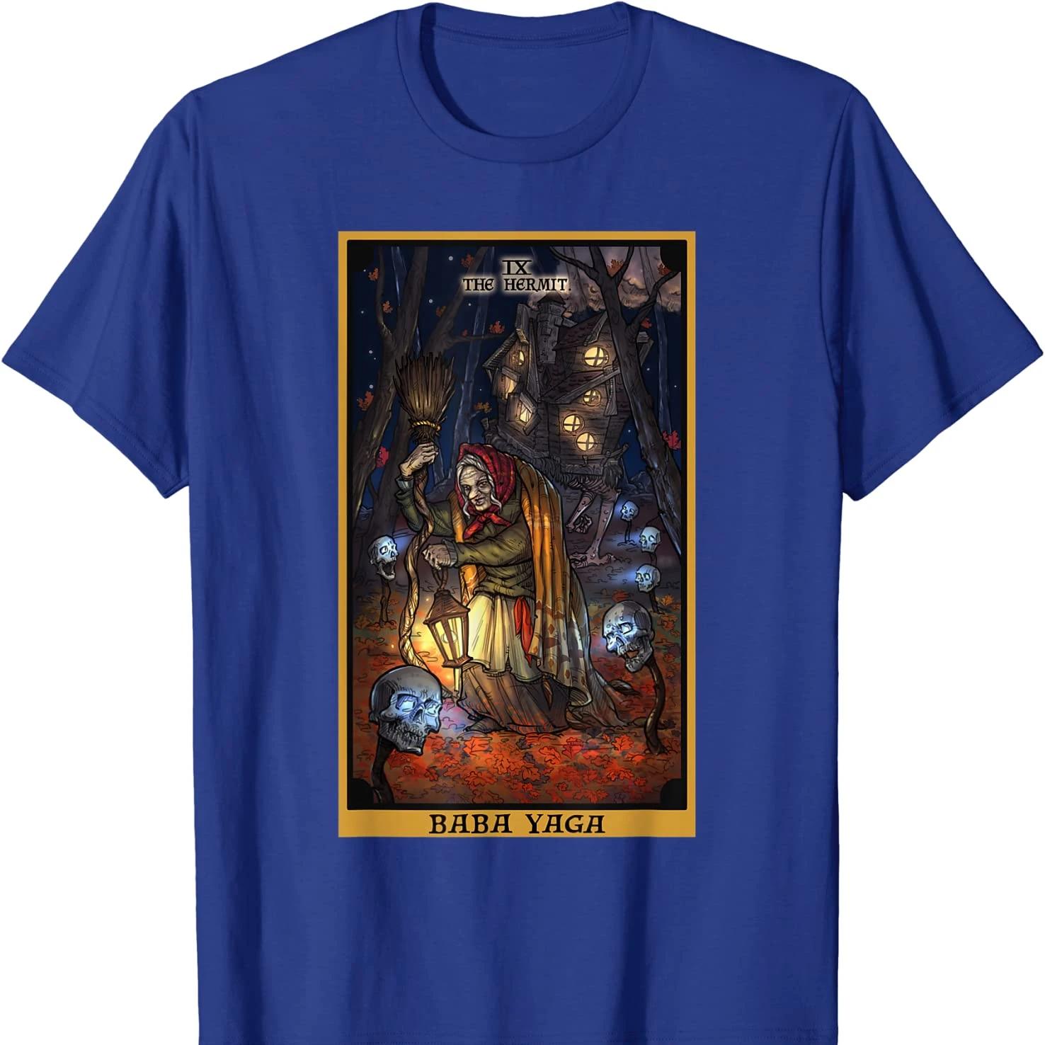 Baba Yaga The Hermit Tarot Card Slavic Mythology Pagan Witch TShirt New 100 Cotton Short Sleeve ONeck Tshirt Casual Unisexs Top S