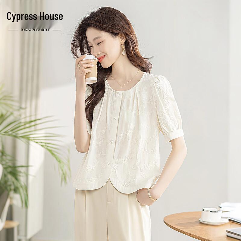 Women s Round Neck Short Sleeve Blouse L