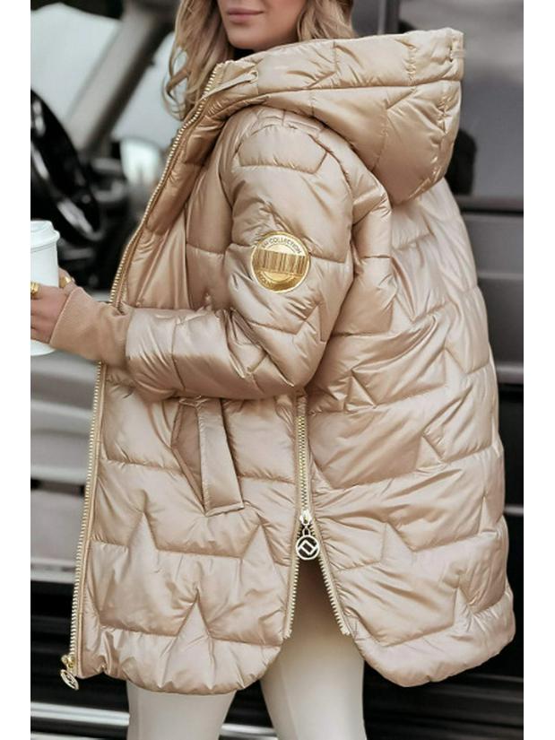 Manteau Mi-Long en Coton à Capuche avec Trois Fermetures Éclair Automne/Hiver 2025