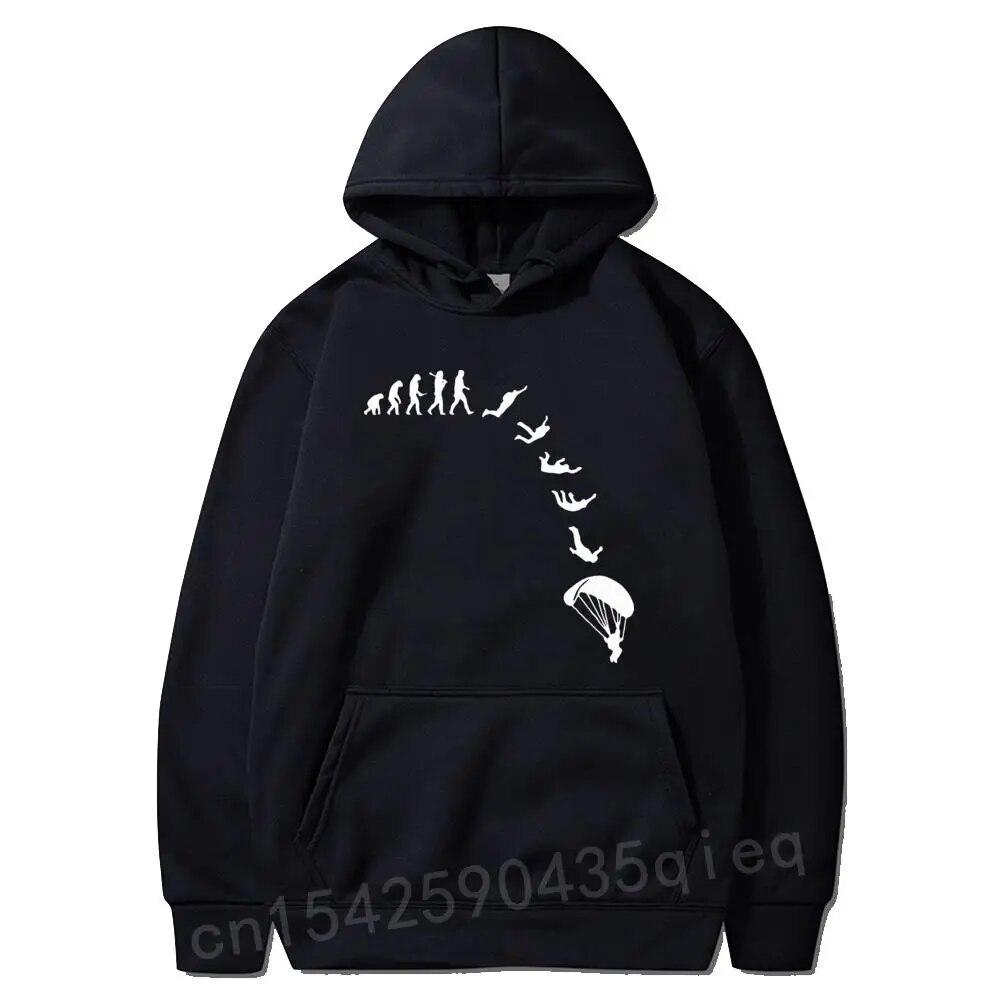 Novelty Parachute Parachute Jump Evolution Unisex's Hooded Unique Design Print Graphic Polyester Long Sleeve Sweatshirt Unisex Hooded