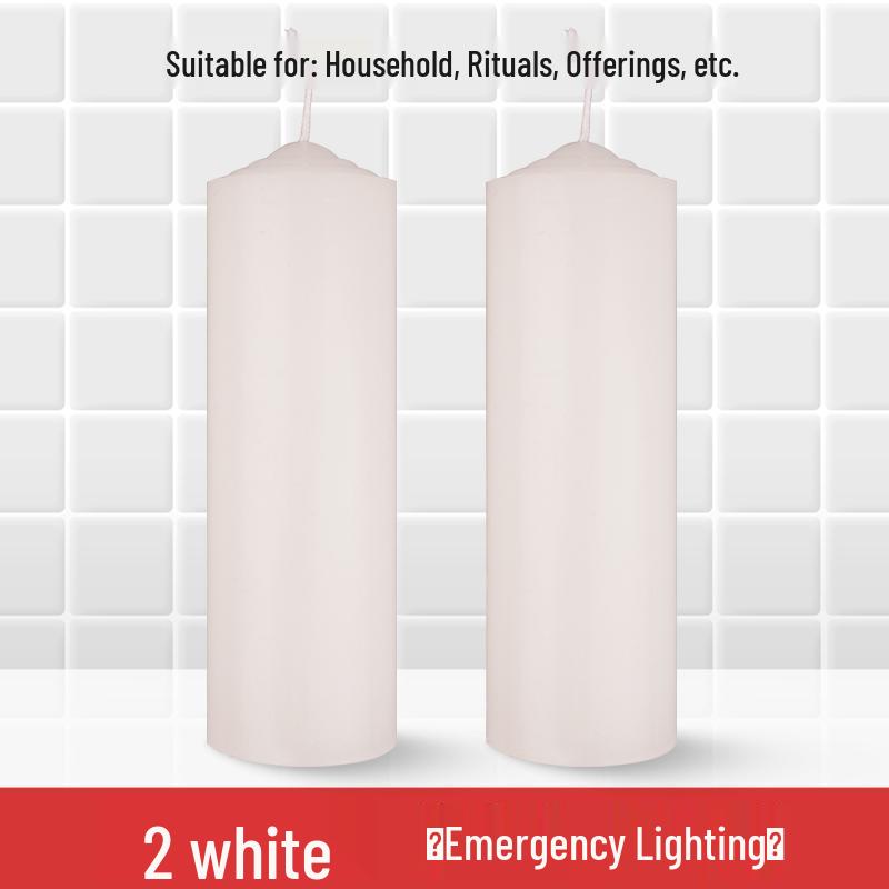 Smokeless Odorless Long-Lasting Emergency Candles: White, Yellow, Red, Thick Cylindrical for Holidays