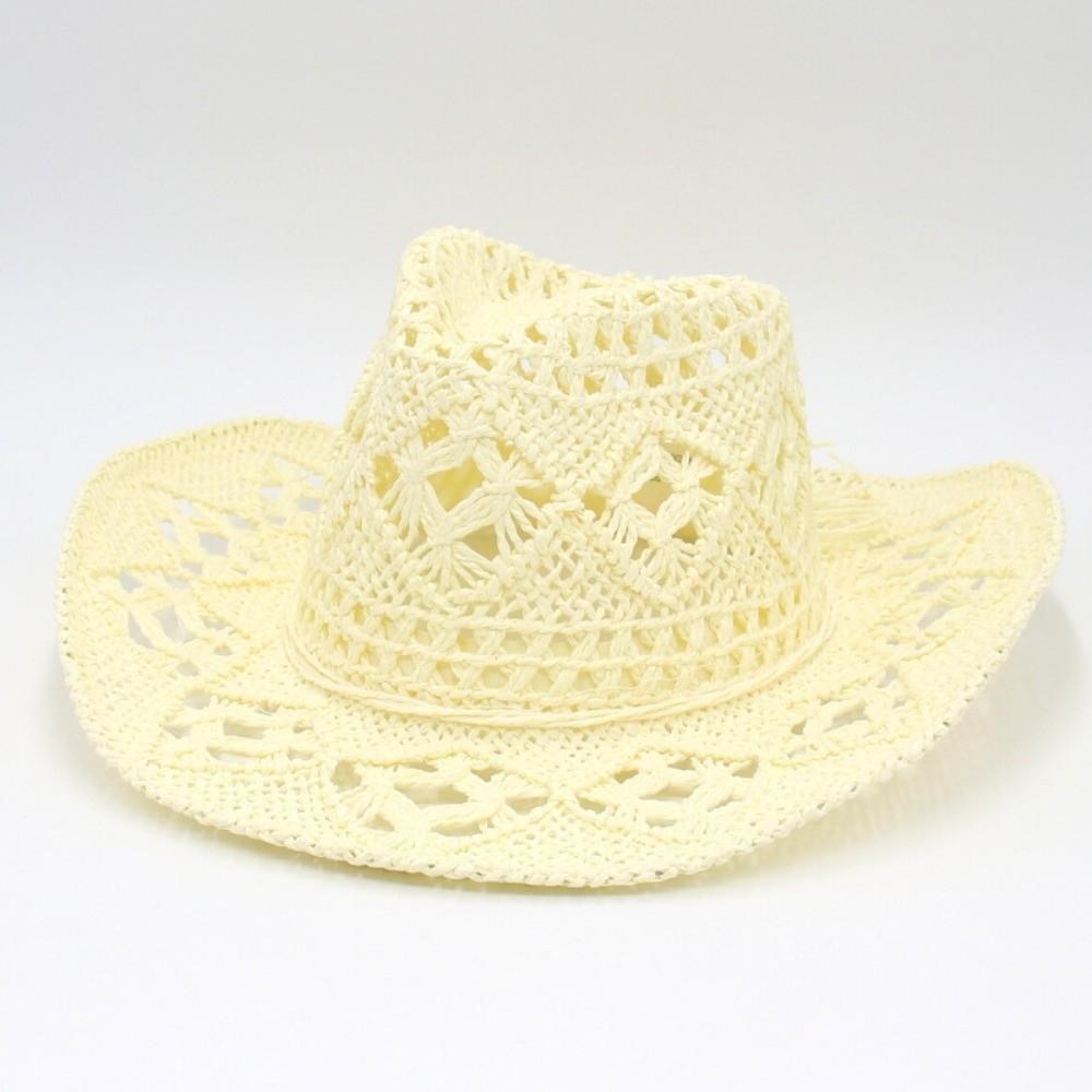

Vintage Style Beach Hat Hollow Out Sun Cowboy Hat New Bohemian Straw Hat Women Wear молочный белый