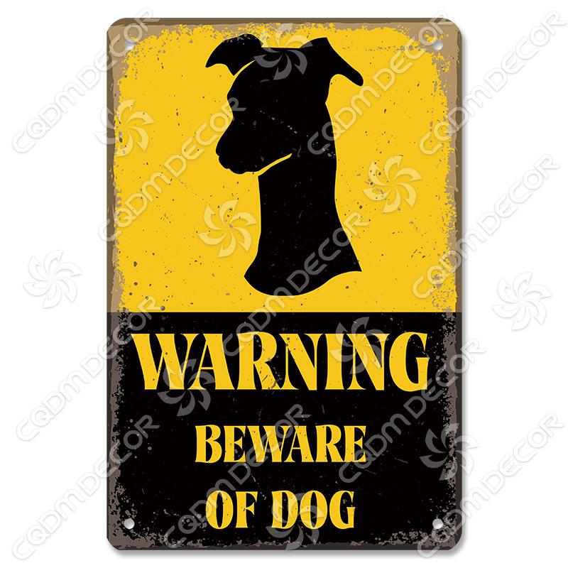 Beware of Dog Warning Tin Sign Metal Plate Caution Danger Dogs Vintage Poster Metal Plaque Garden Backyard Farm Home Wall Decor