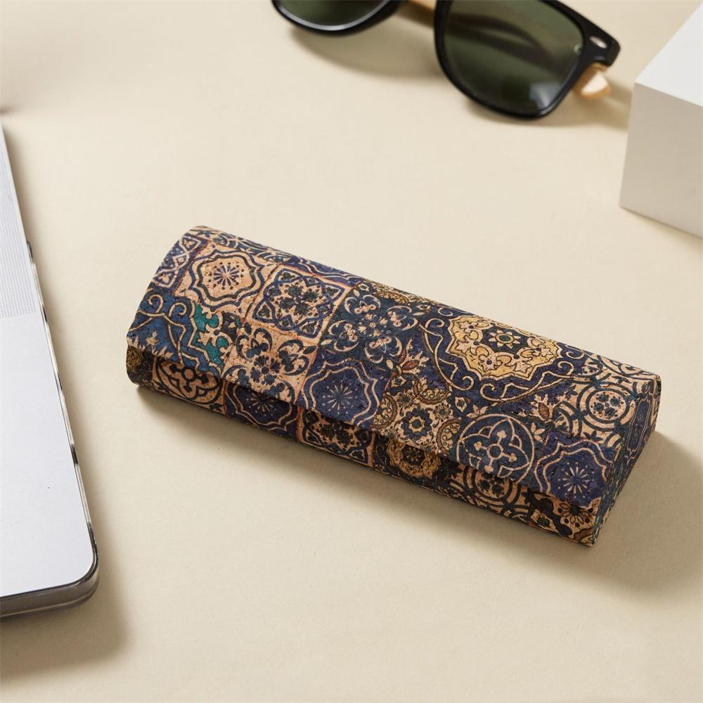 

Cork Eyeglasses Case Printed Flower Design Glasses Holder Owl Printed Eyewear Box Portable Retro Glasses Box For Travel Men
