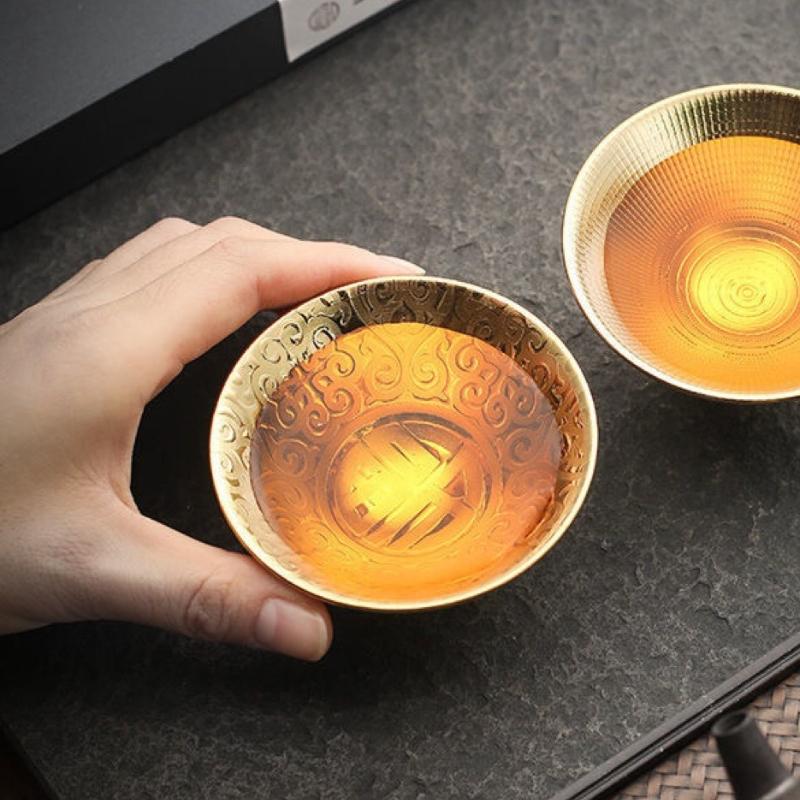 Tazza da tè dorata multicolore Tazza da tè in ceramica Stile cinese Retrò Tazza da tè dorata fatta a mano Set da tè vintage Tazza da tè da casa Tazza del Maestro