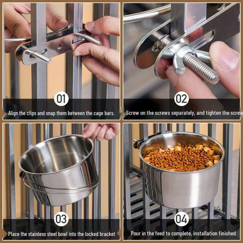 Stainless Steel Hanging Dog & Cat Feeder Bowl