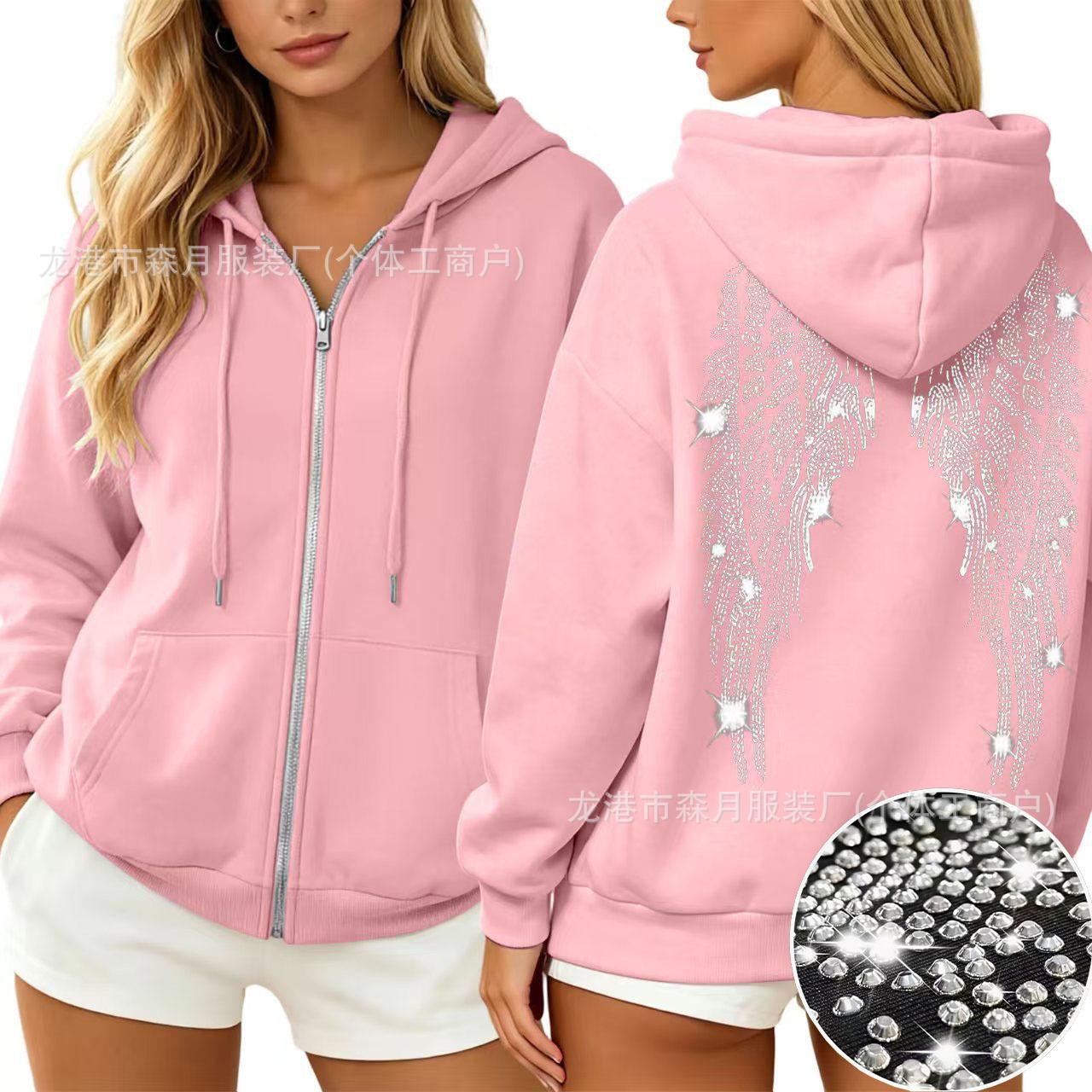 Gypsy hot diamond zipper hooded sweater