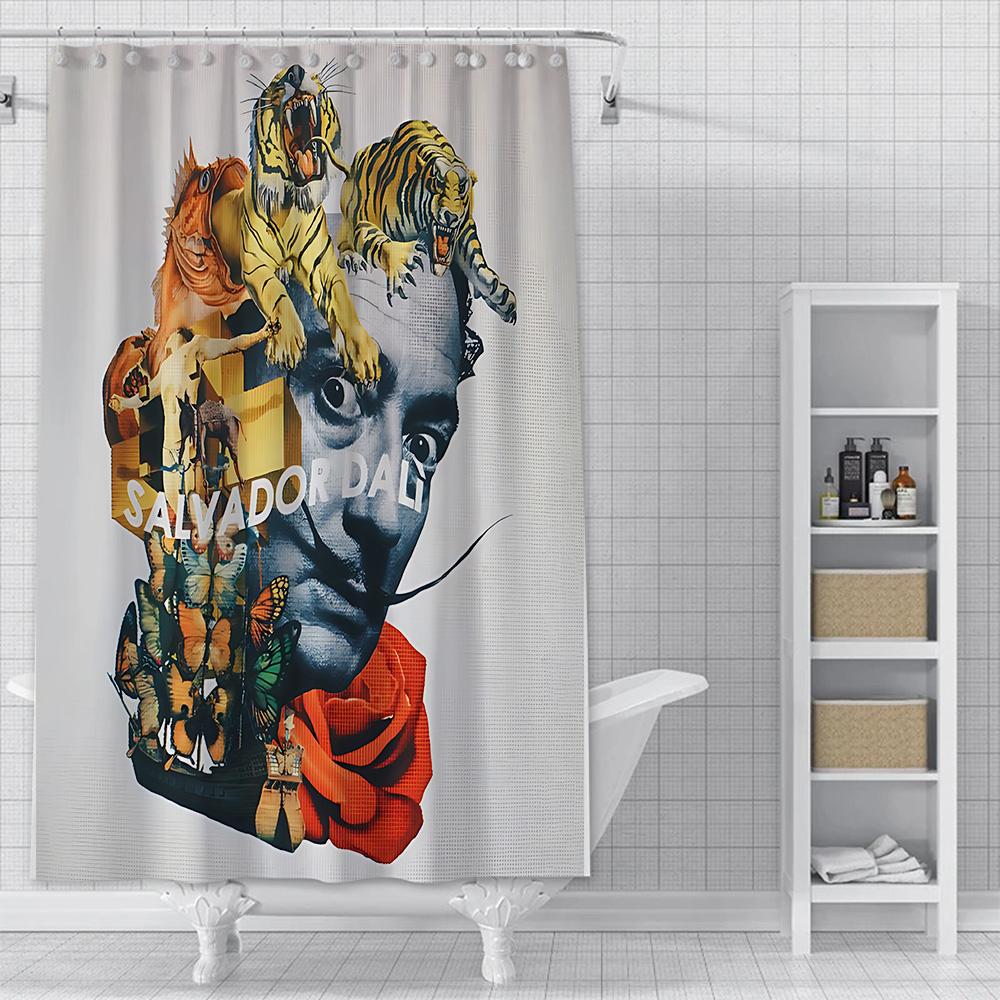 Salvador Dali Contemporary Pop Realism Painting Shower Curtain Waterproof Polyester Fabric Bath Curtains Bathroom Decor Curtain