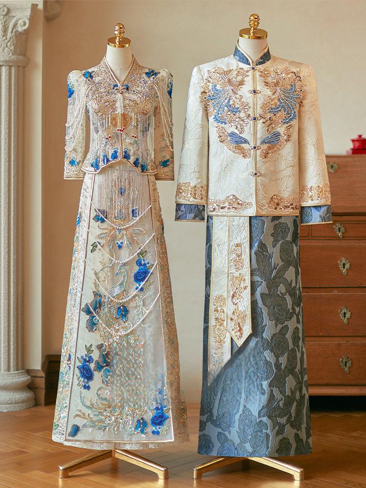 Champagne Xiuhe Wedding Dress: 2025 Luxury Chinese Qipao for Toast and Outings